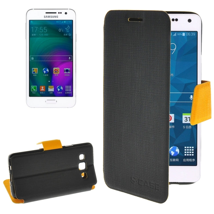 Cross Texture Horizontal Flip Colorant Match Leather Case with Holder for Galaxy A5 / A5000