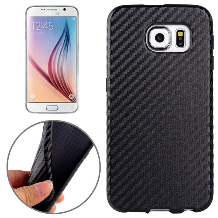 For Galaxy S6 / G920 Carbon Fiber Texture PU Leather Protective Case