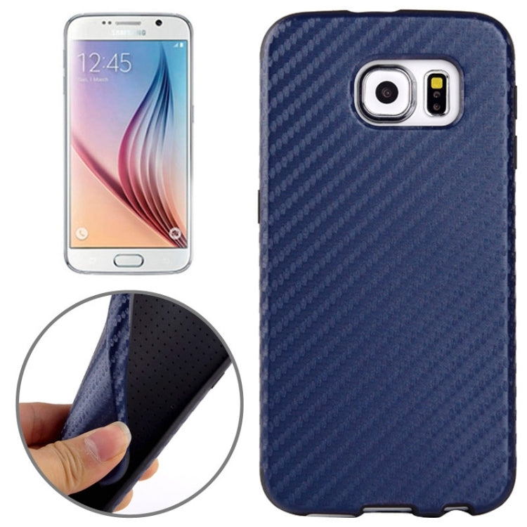 For Galaxy S6 / G920 Carbon Fiber Texture PU Leather Protective Case