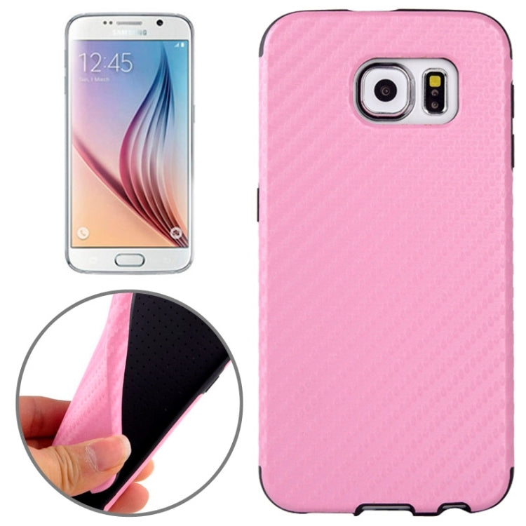 For Galaxy S6 / G920 Carbon Fiber Texture PU Leather Protective Case