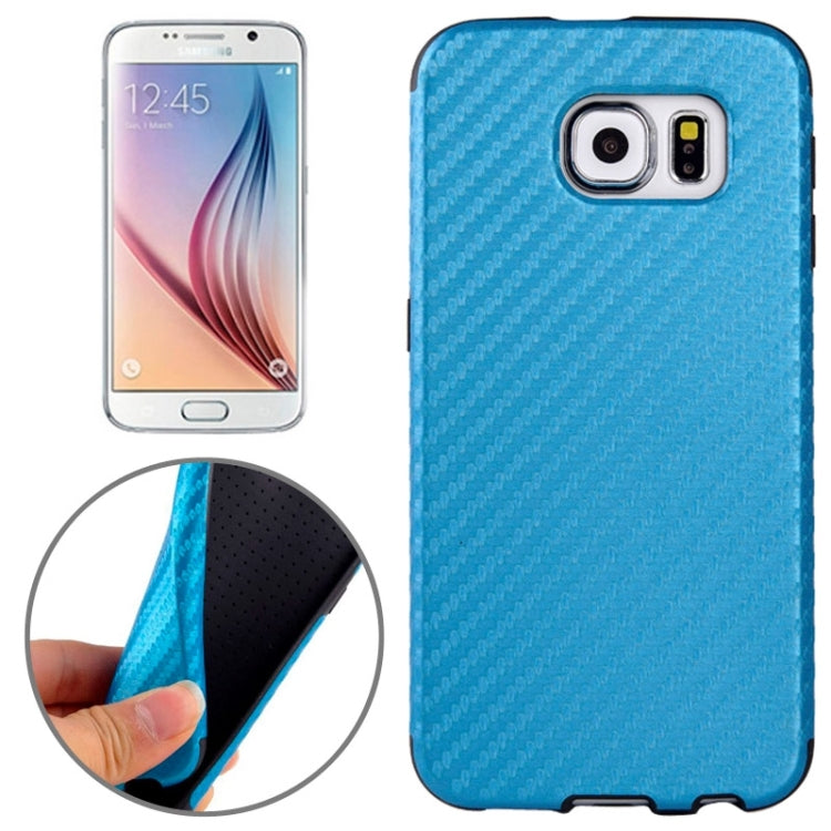 For Galaxy S6 / G920 Carbon Fiber Texture PU Leather Protective Case