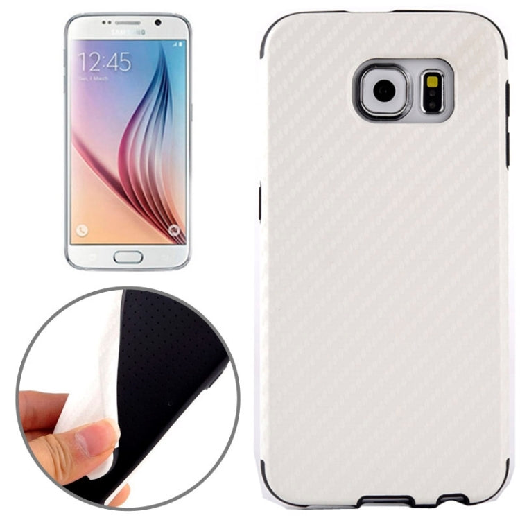 For Galaxy S6 / G920 Carbon Fiber Texture PU Leather Protective Case
