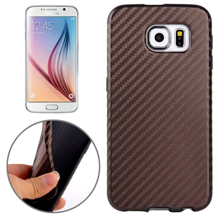 For Galaxy S6 / G920 Carbon Fiber Texture PU Leather Protective Case