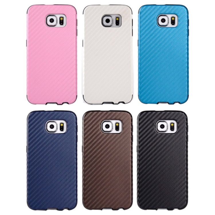 For Galaxy S6 / G920 Carbon Fiber Texture PU Leather Protective Case