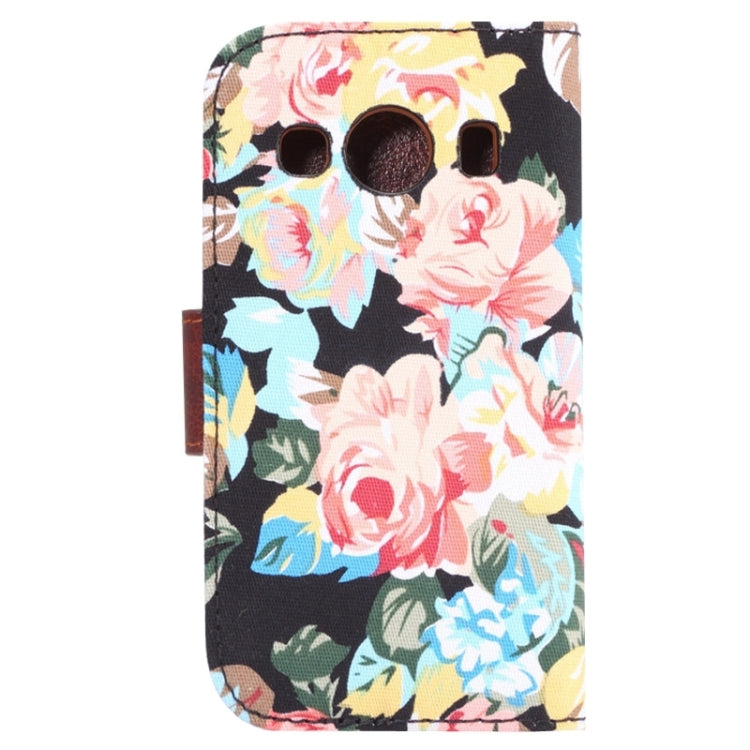 Flower Cloth Leather Case with Holder and Card Slots for Galaxy Ace Style LTE / G357FZ
