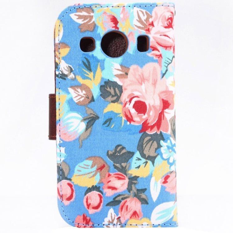 Flower Cloth Leather Case with Holder and Card Slots for Galaxy Ace Style LTE / G357FZ