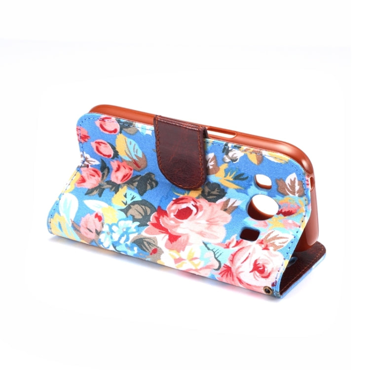 Flower Cloth Leather Case with Holder and Card Slots for Galaxy Ace Style LTE / G357FZ