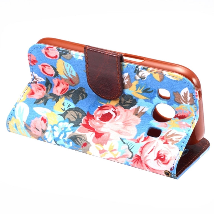 Flower Cloth Leather Case with Holder and Card Slots for Galaxy Ace Style LTE / G357FZ