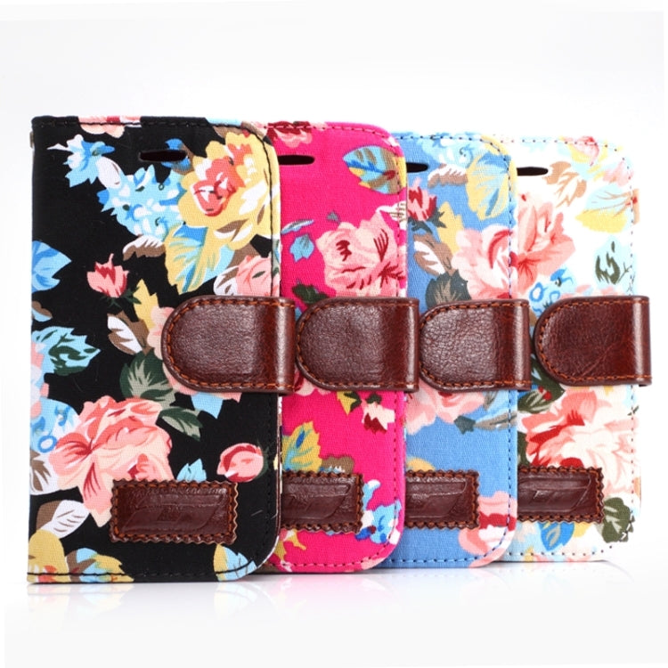 Flower Cloth Leather Case with Holder and Card Slots for Galaxy Ace Style LTE / G357FZ