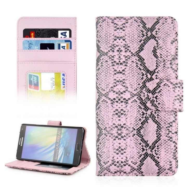 Snakeskin Texture Horizontal Flip Leather Case with Card Slots & Wallet & Holder for Galaxy A7