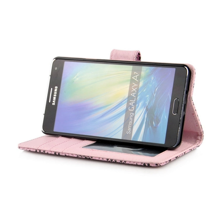 Snakeskin Texture Horizontal Flip Leather Case with Card Slots & Wallet & Holder for Galaxy A7