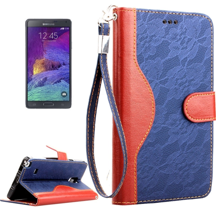 Lace Texture Contrast Color Leather Case with Holder & Card Slots & Wallet & Lanyard for Galaxy Note 4 / N910