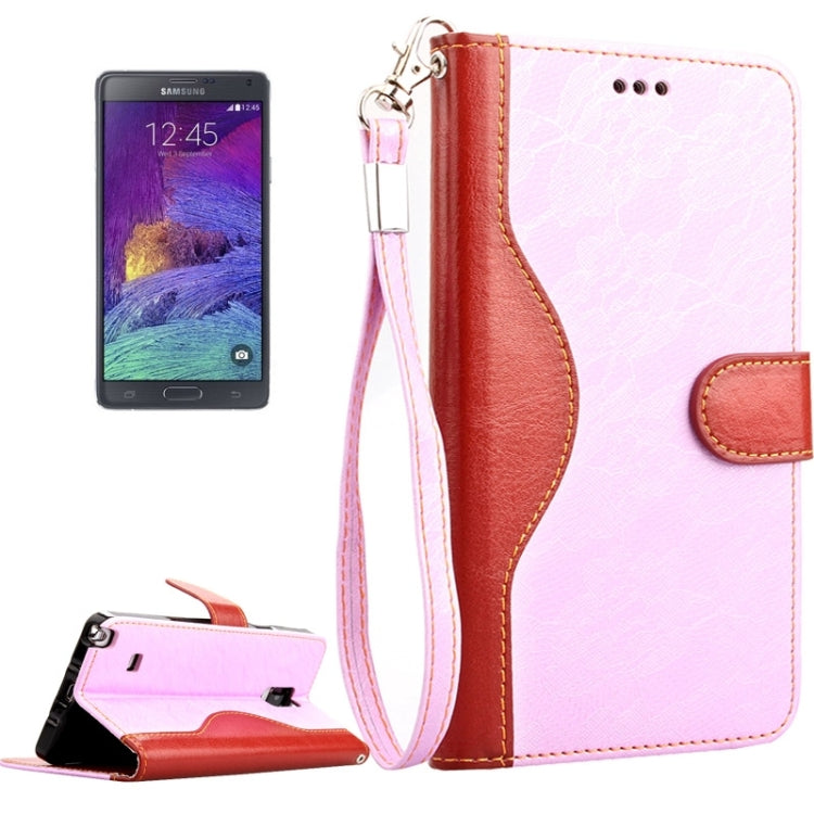 Lace Texture Contrast Color Leather Case with Holder & Card Slots & Wallet & Lanyard for Galaxy Note 4 / N910