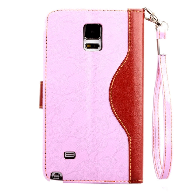 Lace Texture Contrast Color Leather Case with Holder & Card Slots & Wallet & Lanyard for Galaxy Note 4 / N910