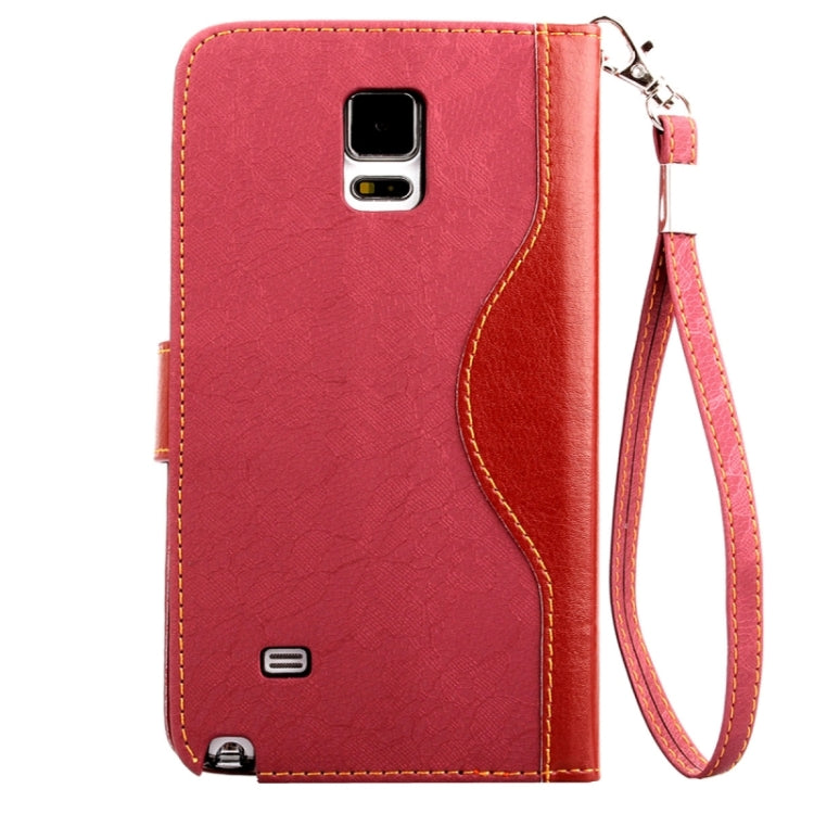 Lace Texture Contrast Color Leather Case with Holder & Card Slots & Wallet & Lanyard for Galaxy Note 4 / N910