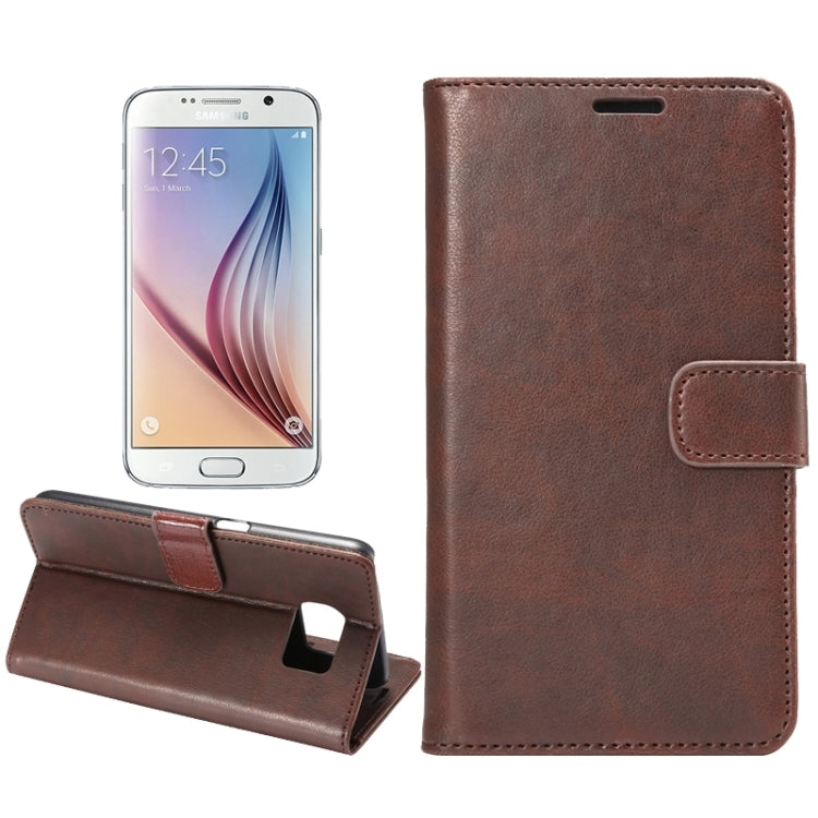 For Galaxy S6 Crazy Horse Texture Horizontal Flip Magnetic Buckle Leather Case with Card Slots & Wallet & Holder