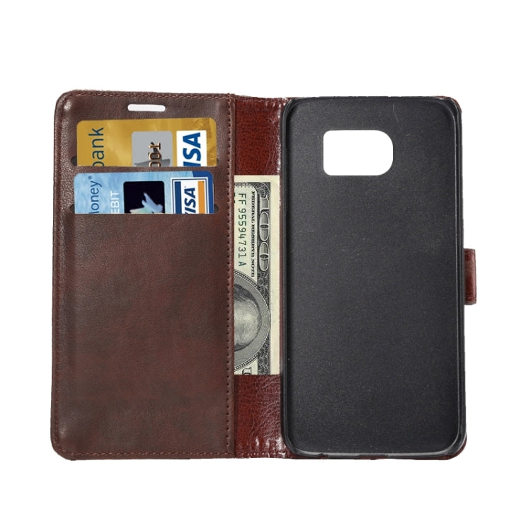 For Galaxy S6 Crazy Horse Texture Horizontal Flip Magnetic Buckle Leather Case with Card Slots & Wallet & Holder