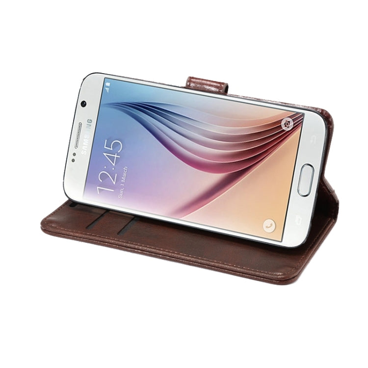 For Galaxy S6 Crazy Horse Texture Horizontal Flip Magnetic Buckle Leather Case with Card Slots & Wallet & Holder