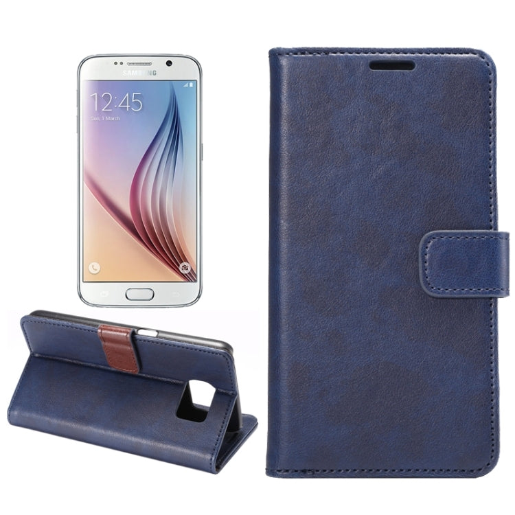 For Galaxy S6 Crazy Horse Texture Horizontal Flip Magnetic Buckle Leather Case with Card Slots & Wallet & Holder