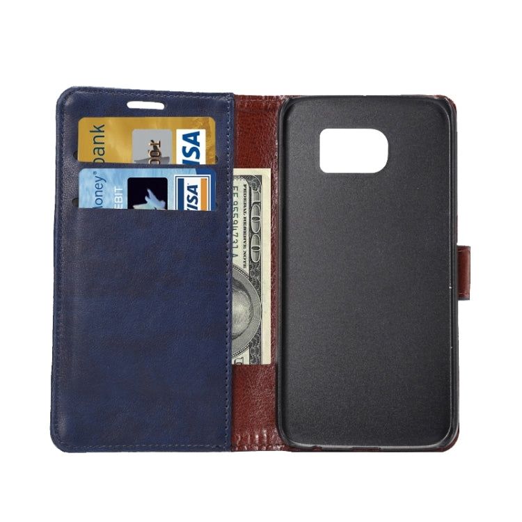For Galaxy S6 Crazy Horse Texture Horizontal Flip Magnetic Buckle Leather Case with Card Slots & Wallet & Holder