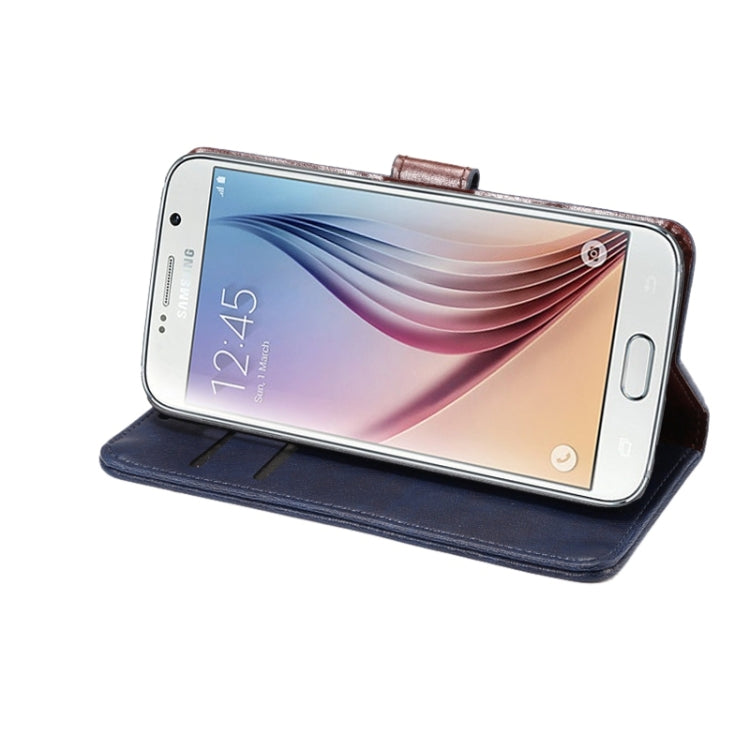 For Galaxy S6 Crazy Horse Texture Horizontal Flip Magnetic Buckle Leather Case with Card Slots & Wallet & Holder