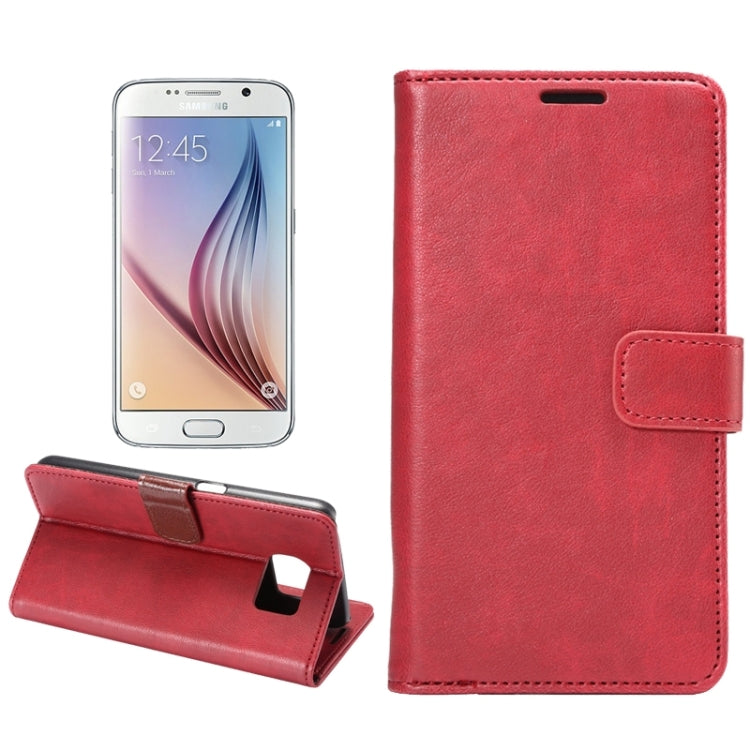 For Galaxy S6 Crazy Horse Texture Horizontal Flip Magnetic Buckle Leather Case with Card Slots & Wallet & Holder