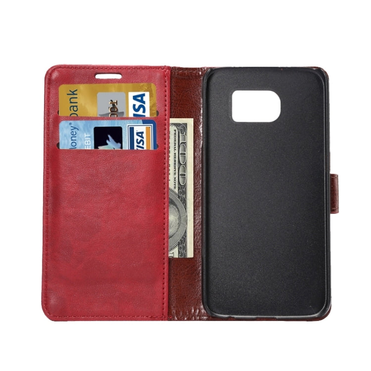 For Galaxy S6 Crazy Horse Texture Horizontal Flip Magnetic Buckle Leather Case with Card Slots & Wallet & Holder