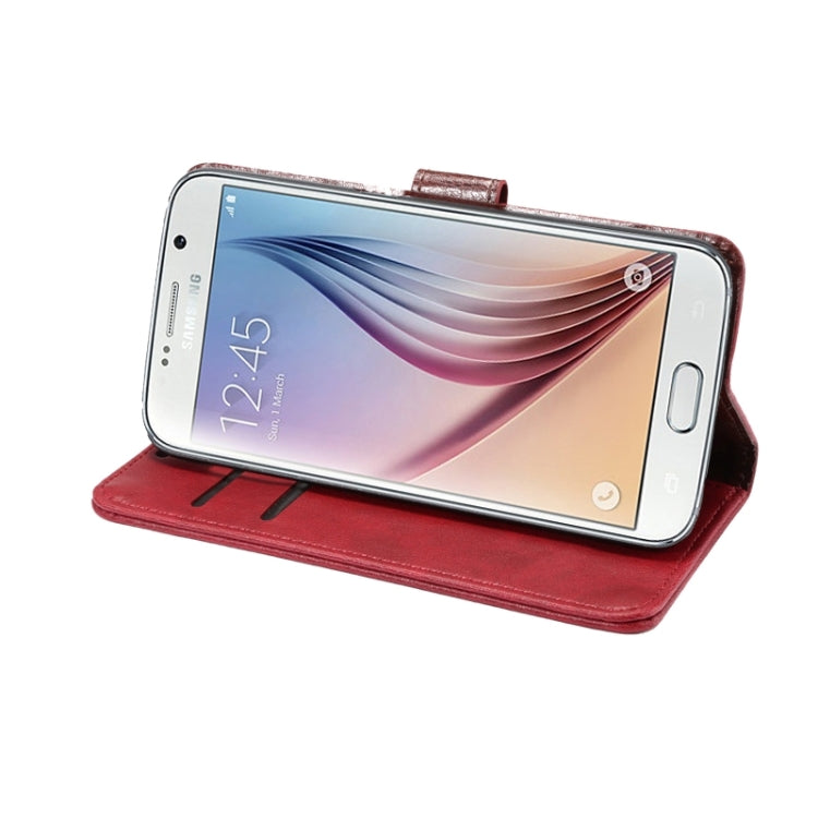 For Galaxy S6 Crazy Horse Texture Horizontal Flip Magnetic Buckle Leather Case with Card Slots & Wallet & Holder
