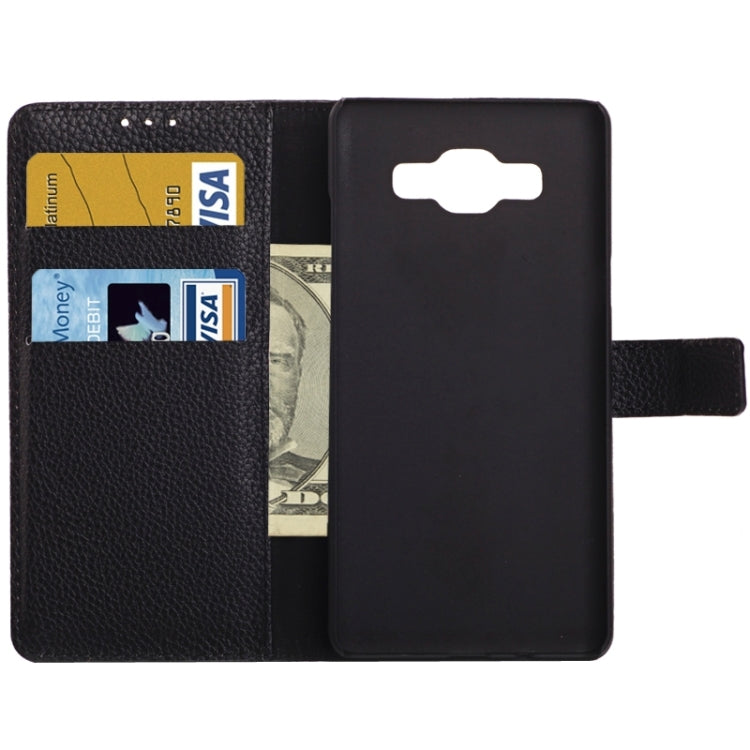Litchi Texture Horizontal Flip Magnetic Buckle Leather Case with Card Slots & Wallet & Holder for Galaxy A3