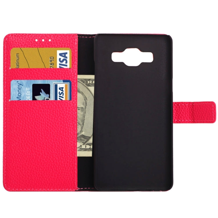Litchi Texture Horizontal Flip Magnetic Buckle Leather Case with Card Slots & Wallet & Holder for Galaxy A3