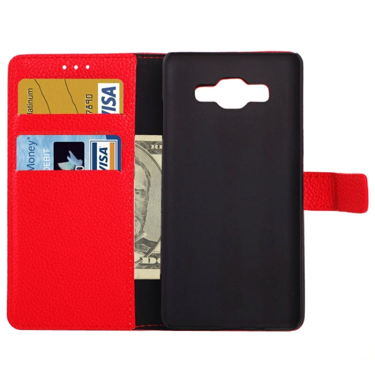 Litchi Texture Horizontal Flip Magnetic Buckle Leather Case with Card Slots & Wallet & Holder for Galaxy A3