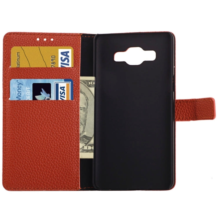 Litchi Texture Horizontal Flip Magnetic Buckle Leather Case with Card Slots & Wallet & Holder for Galaxy A3