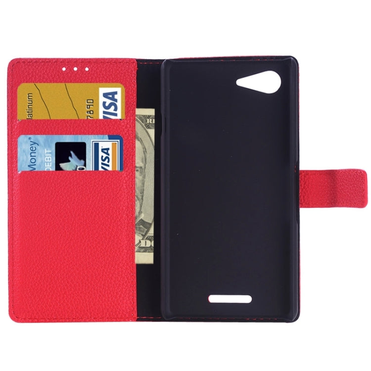 Litchi Texture Horizontal Flip Magnetic Buckle Leather Case with Card Slots & Wallet & Holder for Sony Xperia E3