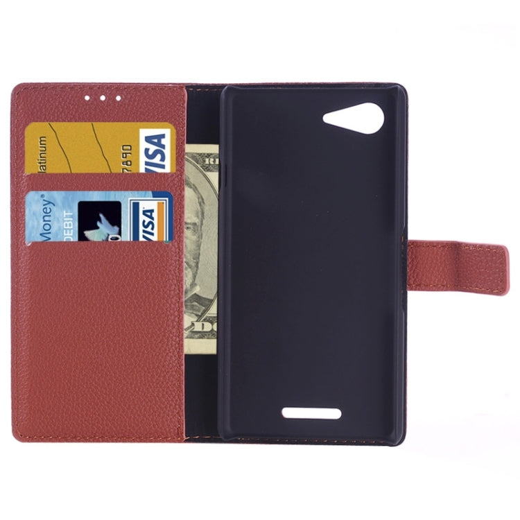 Litchi Texture Horizontal Flip Magnetic Buckle Leather Case with Card Slots & Wallet & Holder for Sony Xperia E3