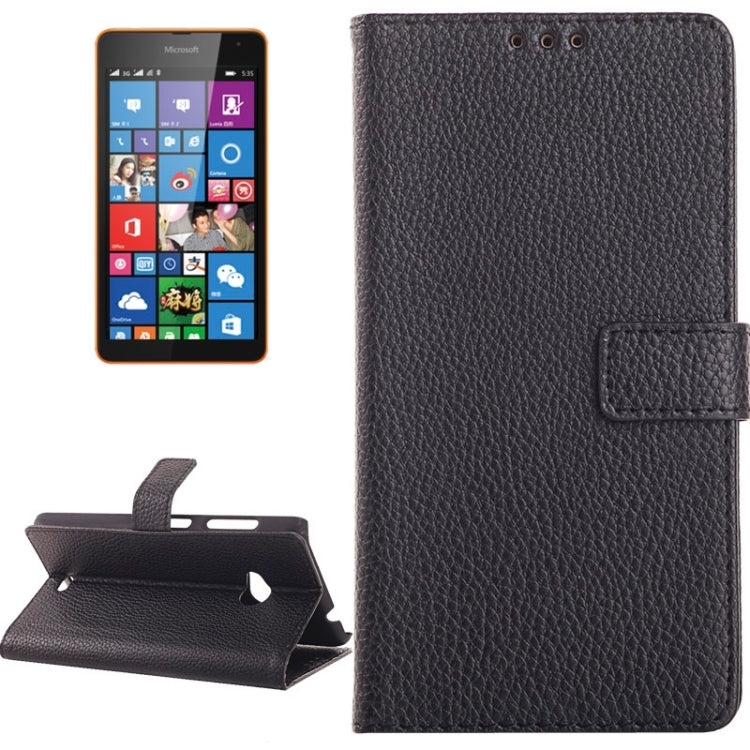 Litchi Texture Horizontal Flip Magnetic Buckle Leather Case with Card Slots & Wallet & Holder for Microsoft Lumia 535