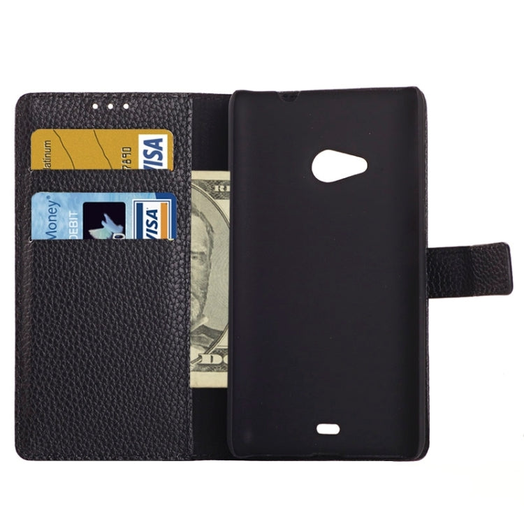 Litchi Texture Horizontal Flip Magnetic Buckle Leather Case with Card Slots & Wallet & Holder for Microsoft Lumia 535