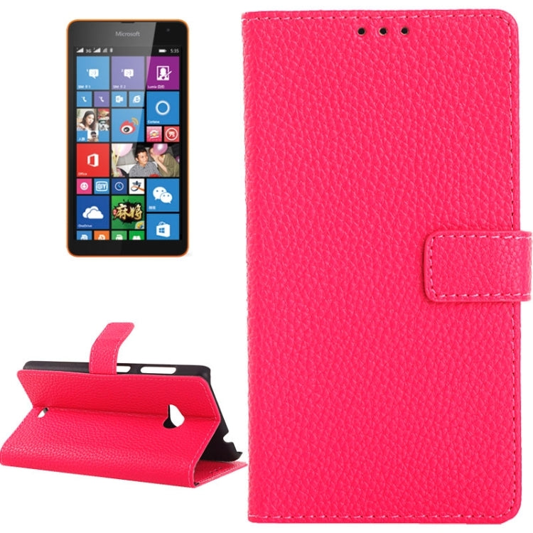 Litchi Texture Horizontal Flip Magnetic Buckle Leather Case with Card Slots & Wallet & Holder for Microsoft Lumia 535