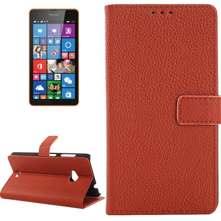 Litchi Texture Horizontal Flip Magnetic Buckle Leather Case with Card Slots & Wallet & Holder for Microsoft Lumia 535