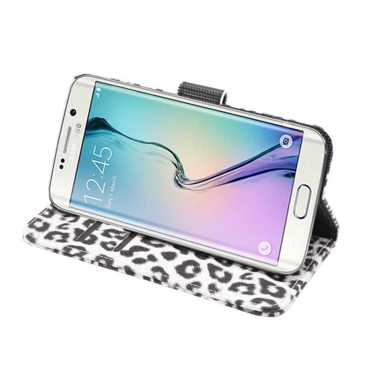For Galaxy S6 Edge / G925 Leopard Texture Leather Case with Holder & Card Slots & Wallet