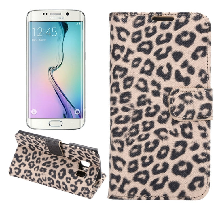For Galaxy S6 Edge / G925 Leopard Texture Leather Case with Holder & Card Slots & Wallet