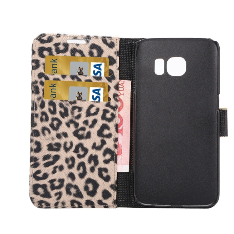 For Galaxy S6 Edge / G925 Leopard Texture Leather Case with Holder & Card Slots & Wallet