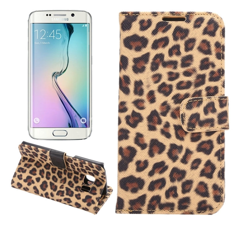 For Galaxy S6 Edge / G925 Leopard Texture Leather Case with Holder & Card Slots & Wallet