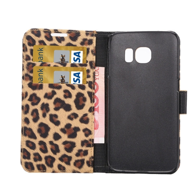 For Galaxy S6 Edge / G925 Leopard Texture Leather Case with Holder & Card Slots & Wallet