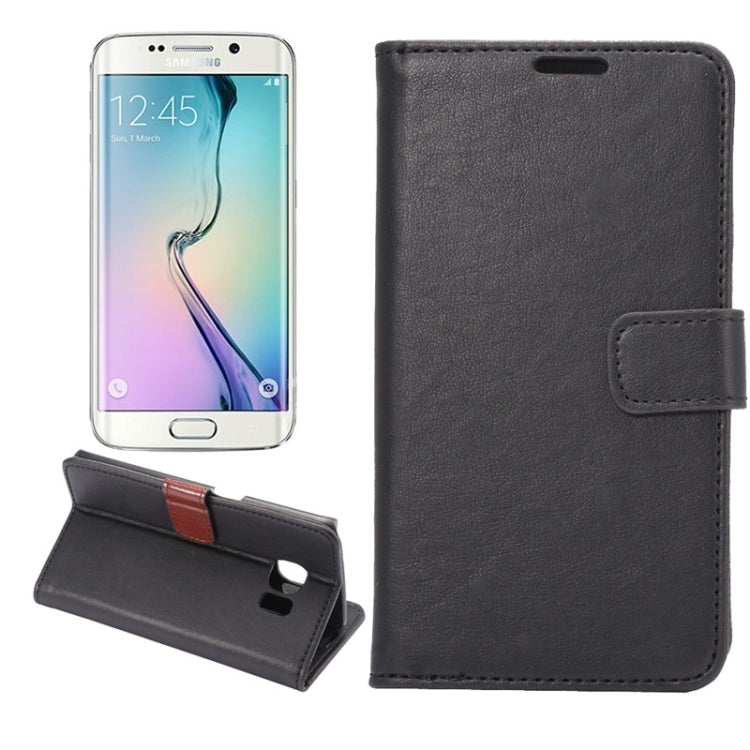 For Galaxy S6 Edge / G925 Crazy Horse Texture Magnetic Snap Leather Case with Holder & Card Slots & Wallet