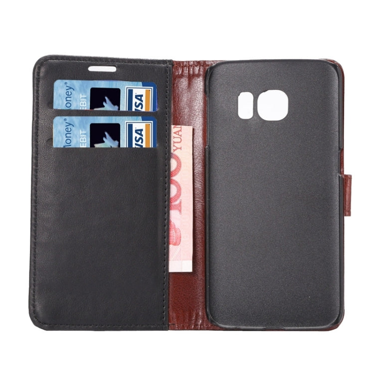For Galaxy S6 Edge / G925 Crazy Horse Texture Magnetic Snap Leather Case with Holder & Card Slots & Wallet