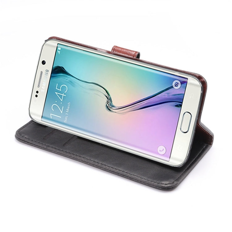 For Galaxy S6 Edge / G925 Crazy Horse Texture Magnetic Snap Leather Case with Holder & Card Slots & Wallet