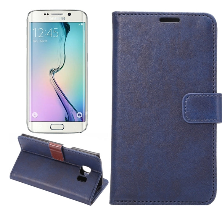 For Galaxy S6 Edge / G925 Crazy Horse Texture Magnetic Snap Leather Case with Holder & Card Slots & Wallet
