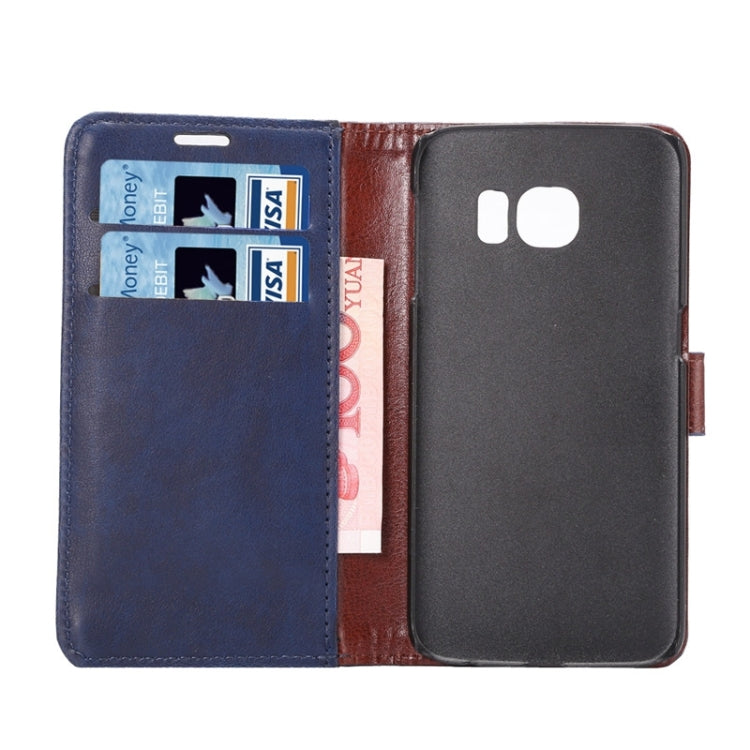 For Galaxy S6 Edge / G925 Crazy Horse Texture Magnetic Snap Leather Case with Holder & Card Slots & Wallet