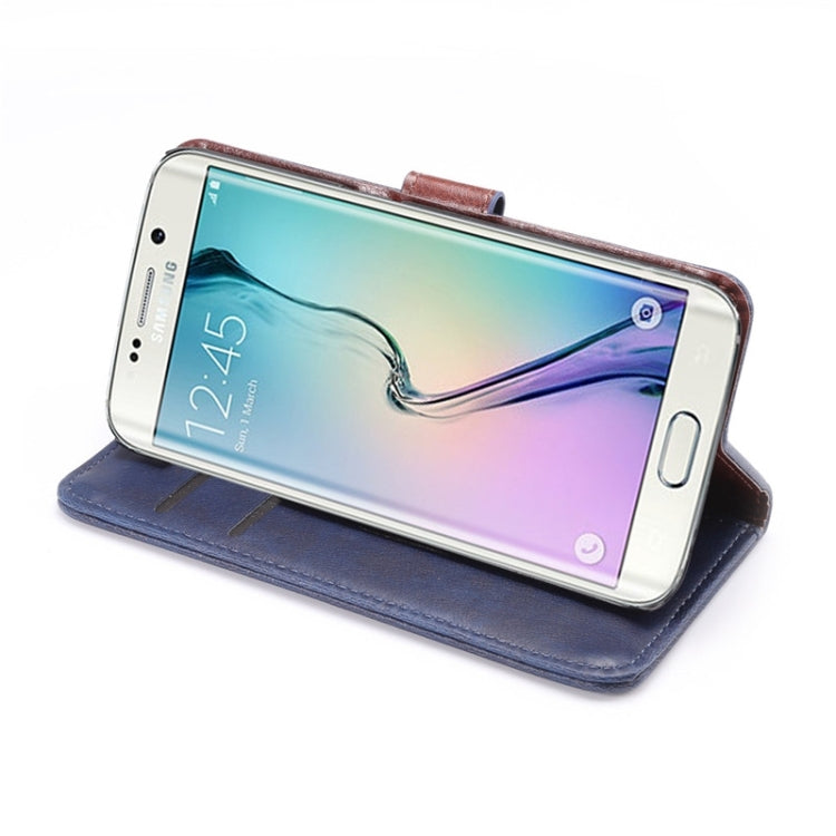 For Galaxy S6 Edge / G925 Crazy Horse Texture Magnetic Snap Leather Case with Holder & Card Slots & Wallet