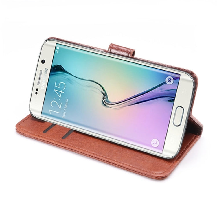 For Galaxy S6 Edge / G925 Crazy Horse Texture Magnetic Snap Leather Case with Holder & Card Slots & Wallet